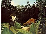 Henri Rousseau Famous Paintings - Scout Attacked by a Tiger